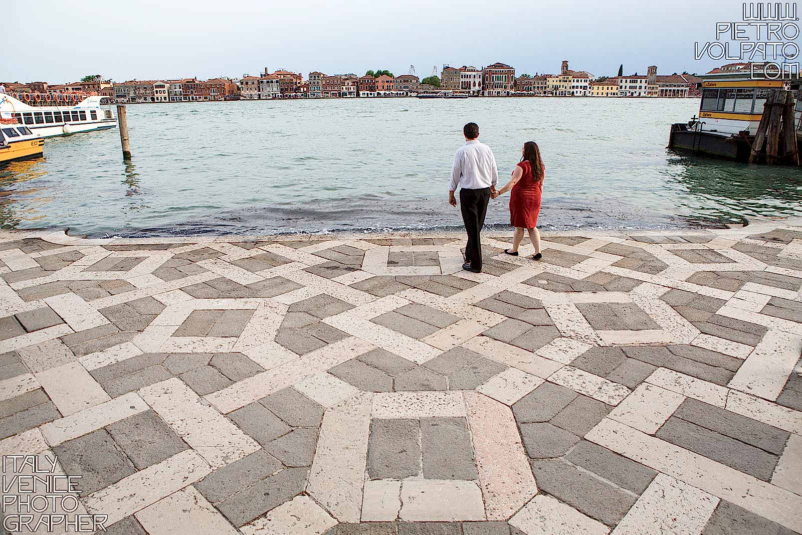 Photographer in Venice for honeymoon photography session during a romantic walking tour ~ Romantic couple vacation photo walk in Venice Italy