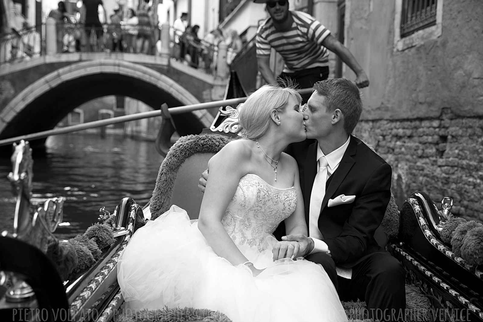 Venice photography session for wedding couple during walking tour and gondola ride ~ Venice honeymoon photographer